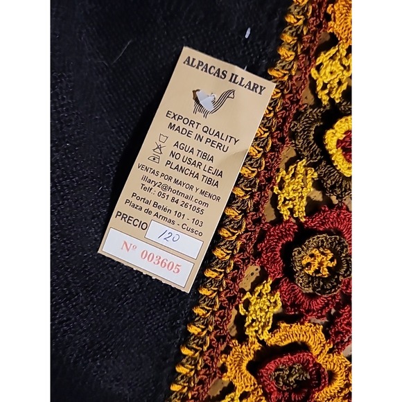 NWT Illary Baby Alpaca Knit Scarf Made In Peru Fringe Luxury Black Yellow Red - Picture 6 of 10